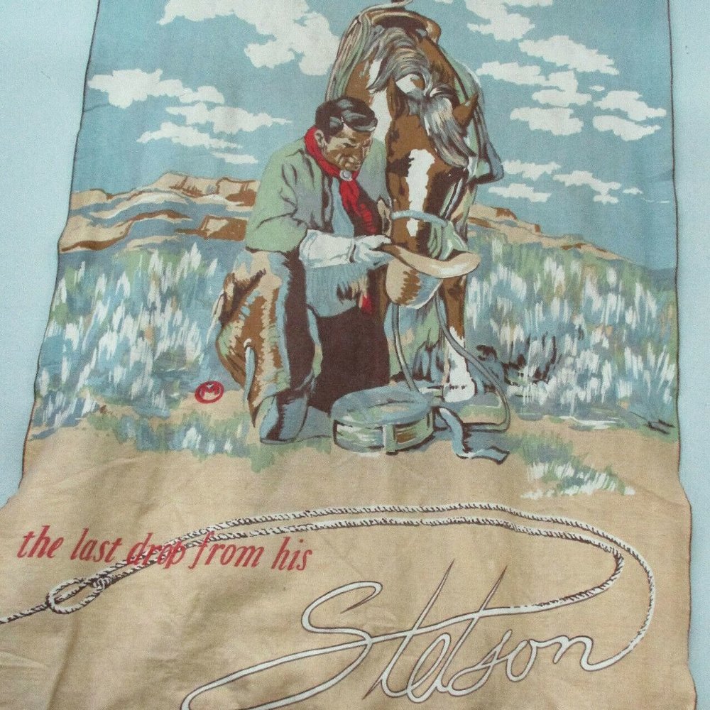 Vintage 1940s Stetson Advertising Logo Blanket